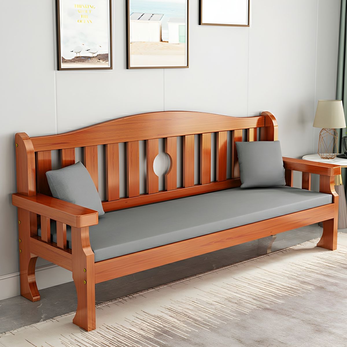 Gray Cotton and Linen Modern Sofa with Foam Seat and Pillow Included