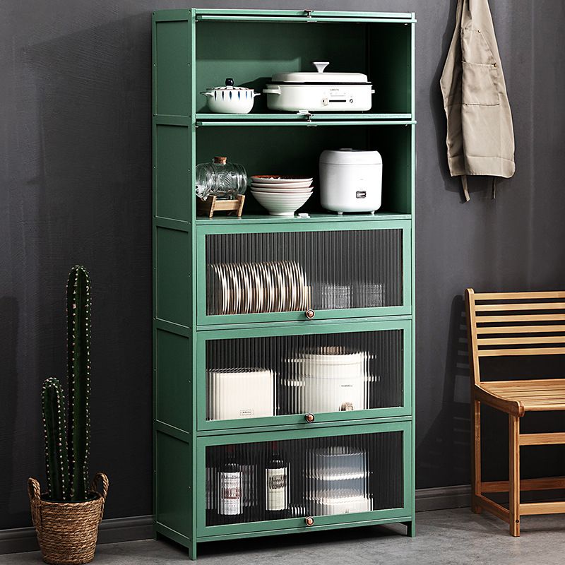 Trendy Green Bambusa Flooring Oven Cabinet with 4 Cabinets, 4 Shelves, and 4 Doors