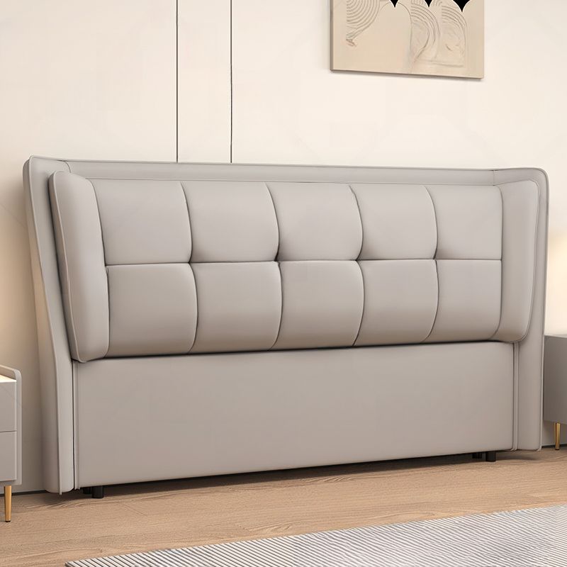 Trendy Wingback Headboard with No Distressing, Piled Tufted Rectangle for Queen/Full Bed, Sponge Upholstery Fill, Standard Height