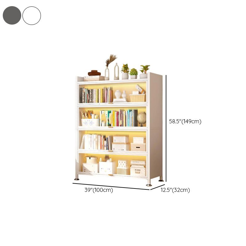 Steel Vertical/Horizontal Shelf Organizer with 6 Shelves and Lucite Door, Closed Back