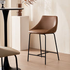 Casual Rawhide Bar Stools in Jade Green/Caramel/Cream with Back, Arms, Pail Seat, and Leg Rest