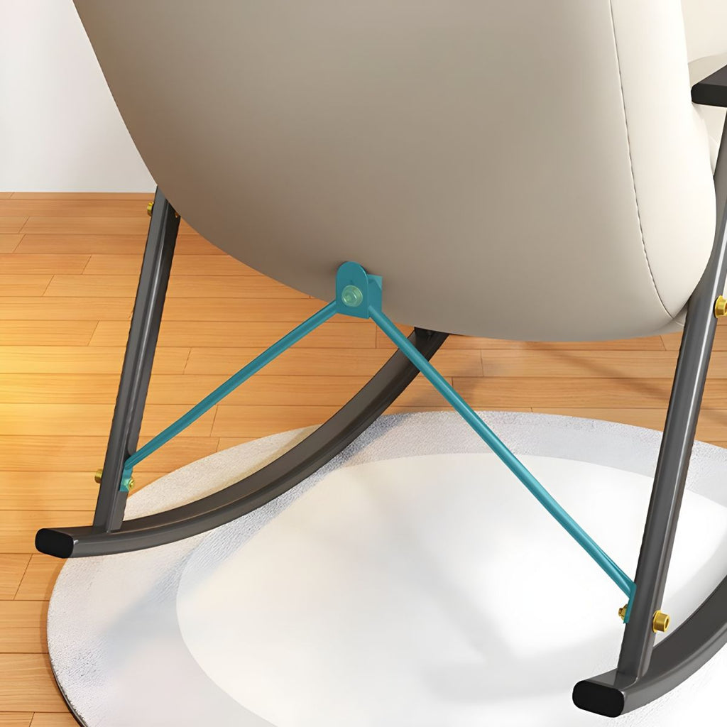 Contemporary Upholstery Rocking Chair with Sleek Metal Legs and Tufted Design