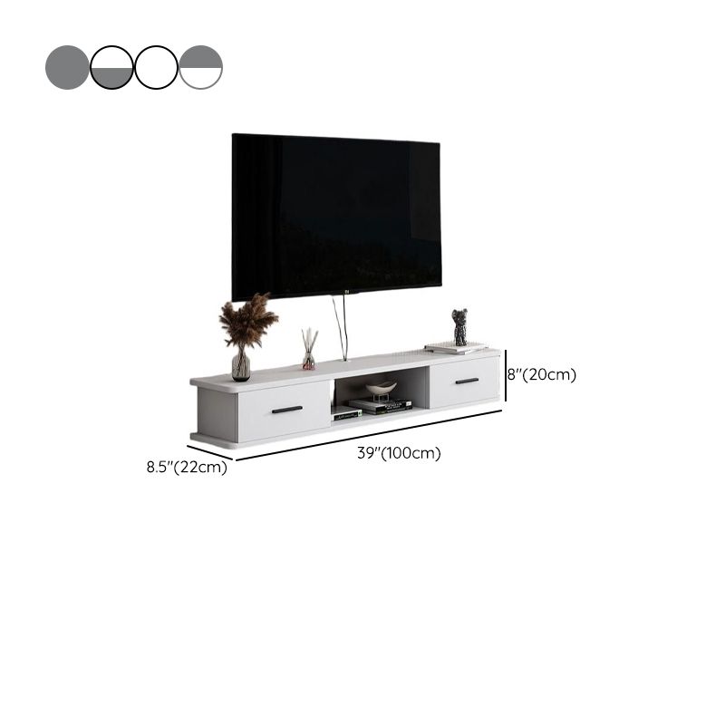 Modern Wooden TV Stand with Shelf, 2 Cabinets, Cable Management, and Visible Storage