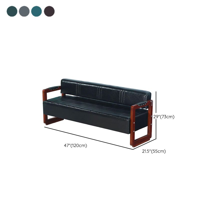Simplistic Sofa with Water-resistant Pleather and Armrest, Dark Wood Finish and Legs