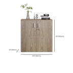 Caramel Trendy Manufactured Wood Supplies Cabinet with Shelves, Locker, Locking Door, and 2-Wide/5-Wide/4-Wide Compartments
