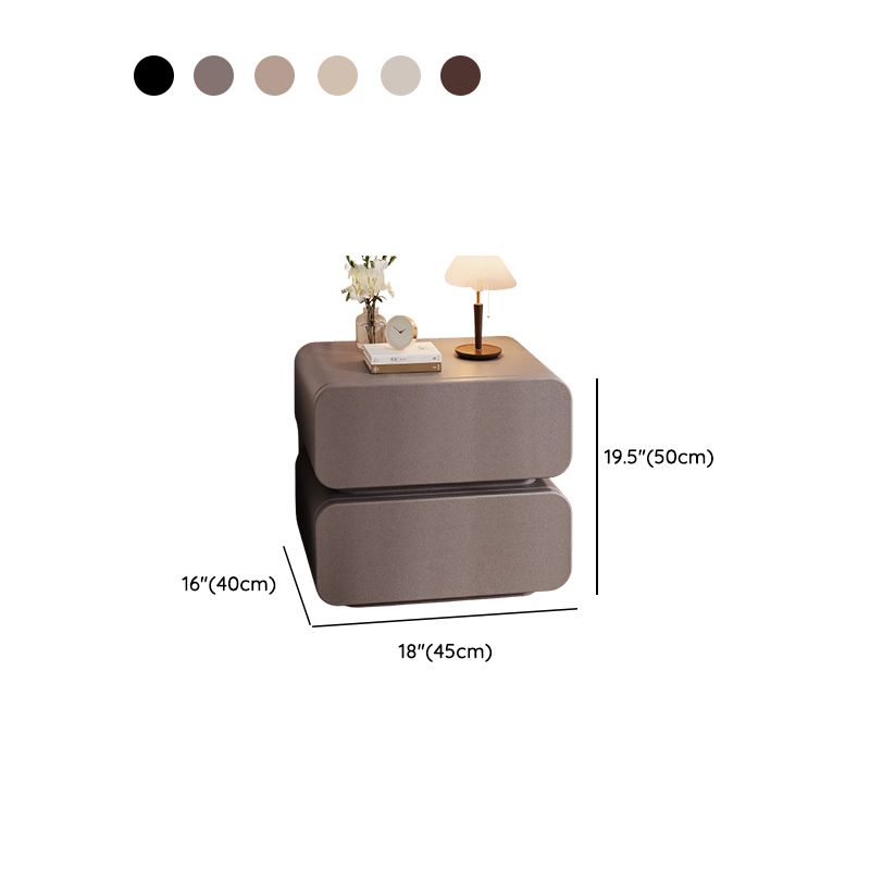 Modish Drawer Storage Bedside Table with 2 Drawers and Pleather Countertop