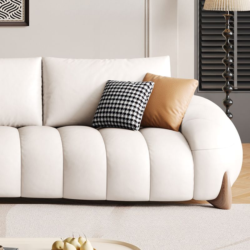Contemporary Modern White Water Resistant Solid Color Standard Sofa for 2 People or 3 with 2 or 3 Pillows