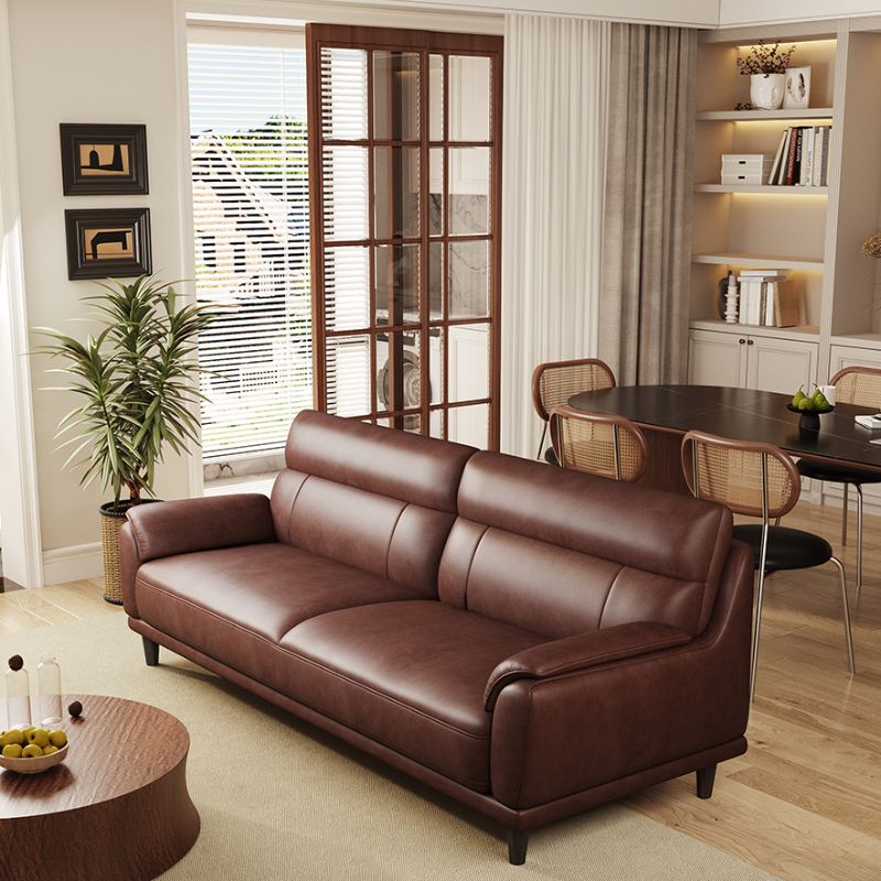 Trendy Solid Color Water Resistant Standard Sofa/Loveseat/Single Sofa in Auburn with Arm Included, Seats 3/4-seater/2 People