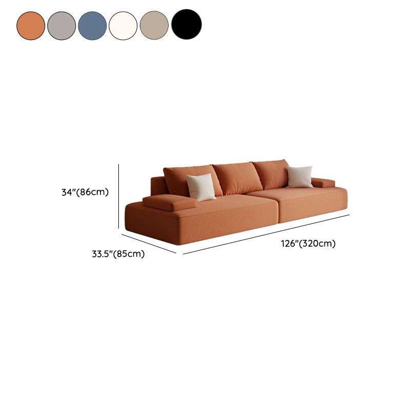 Modish Solid Color Stain Resistant Standard Sofa in Black/Light Gray/Beige for 6-Seater with 2 Pillows