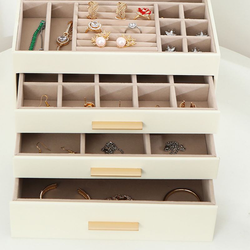 Modern & Contemporary Artificial Leather Solid Color Jewelry Armoire with Drawers