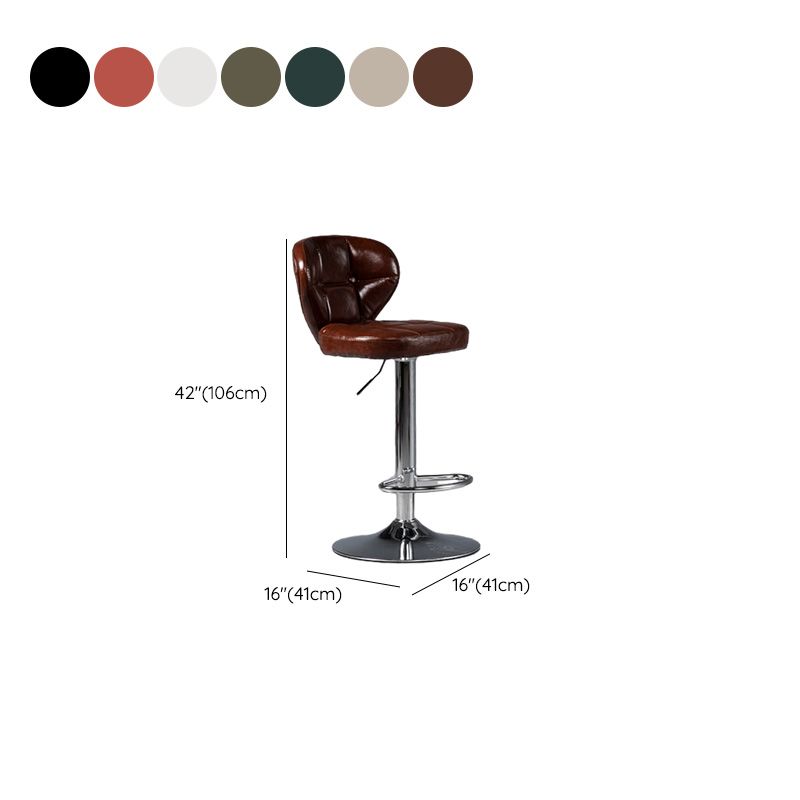 Casual Adjustable Lift Rawhide Bar Stools in White/Carmine/Jade Green with Back, Turned Swivel, and Rectangle Seat