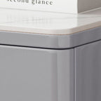 Modish Nightstand With 3 Drawers and Lumber/Stone Countertop, Featuring Leg