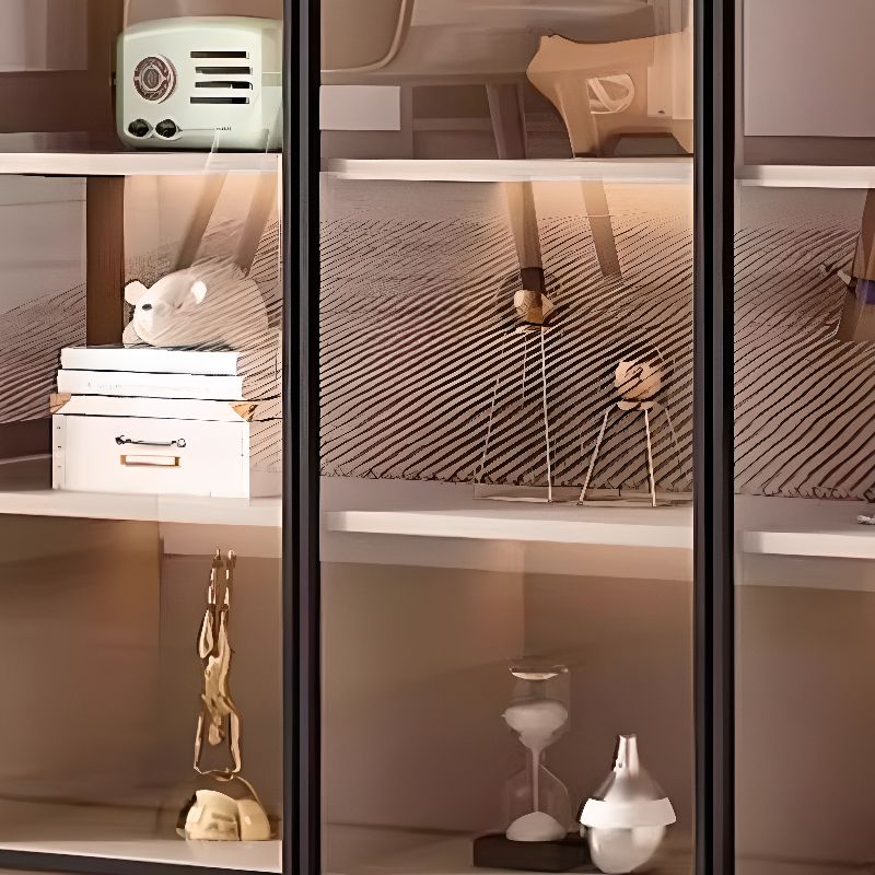 Modern Simple Style Rectangular Accent Cabinet with Closet, Lumber Countertop, Glazed Door in Sand