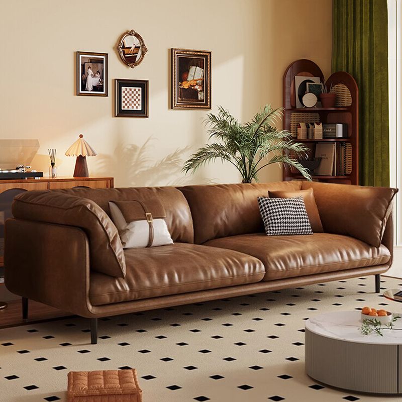 Modish Solid Color Standard Sofa/Loveseat in Auburn with Arm and 2 Pillows for 3-seater/4-seater/2