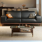 Modern Solid Color Tear Resistant Sofa Couch in Black for 2 Seats