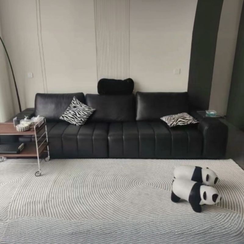 Contemporary Modern Solid Color Tear Resistant Standard Sofa in Midnight Black with Seats 4/Seats 3 and 2 Pillows