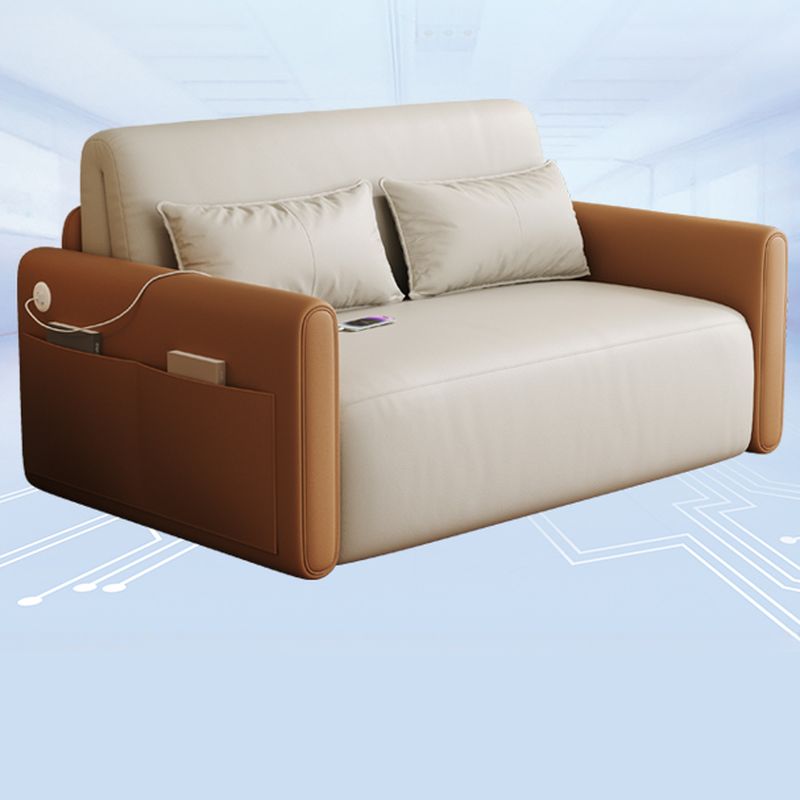 Rainproof Sleeper Futon Bed with Pillow Back Loveseat and Container Storage, Square Arm, Pillow, Twin/Full/XL Bed Size