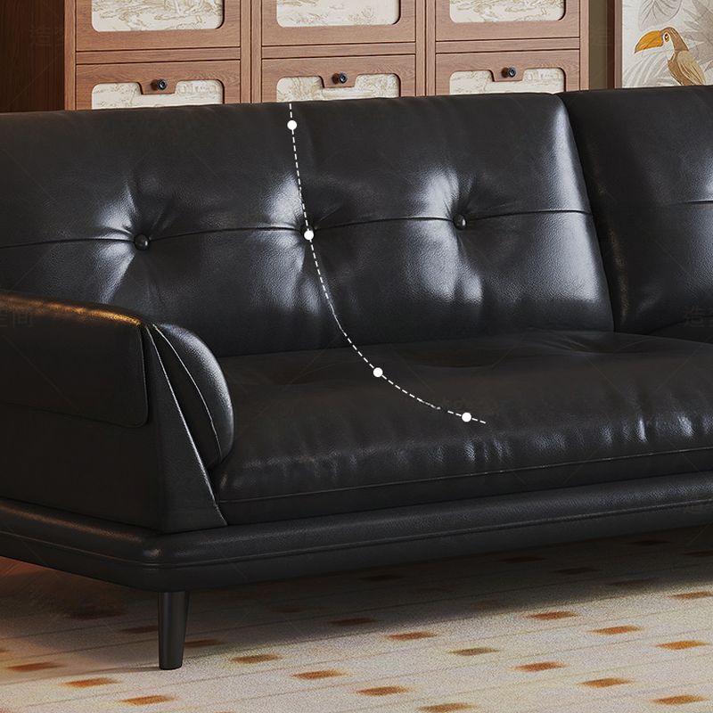 Contemporary Modern Solid Color Stain Resistant Standard Sofa/Loveseat/Single Sofa in Midnight Black, Seats 3/Seats 4/2-seater with 2 Pillows