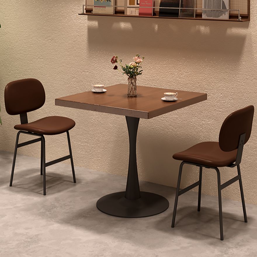 Caramel Trendy Square Table with No Seating, Assembly Required, and Solid Wood Cover