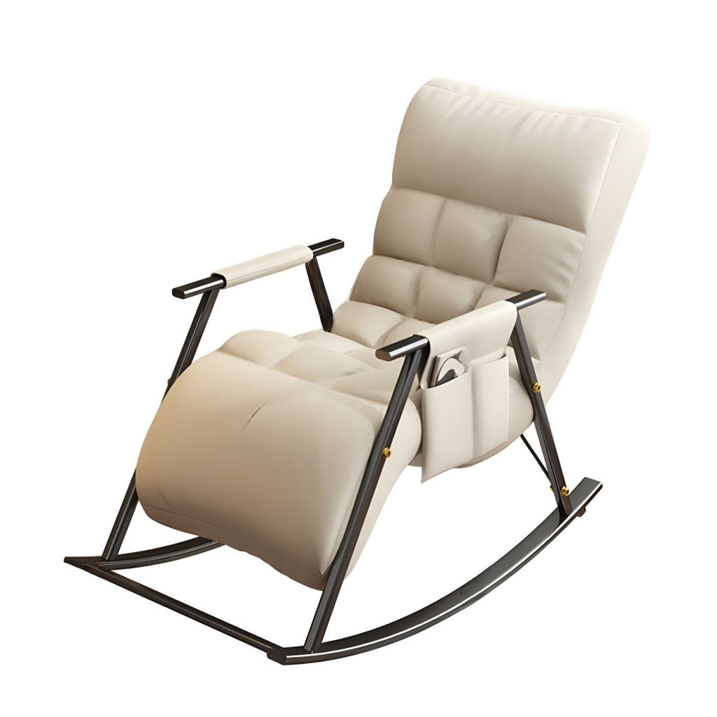 Contemporary Upholstery Rocking Chair with Sleek Metal Legs and Tufted Design