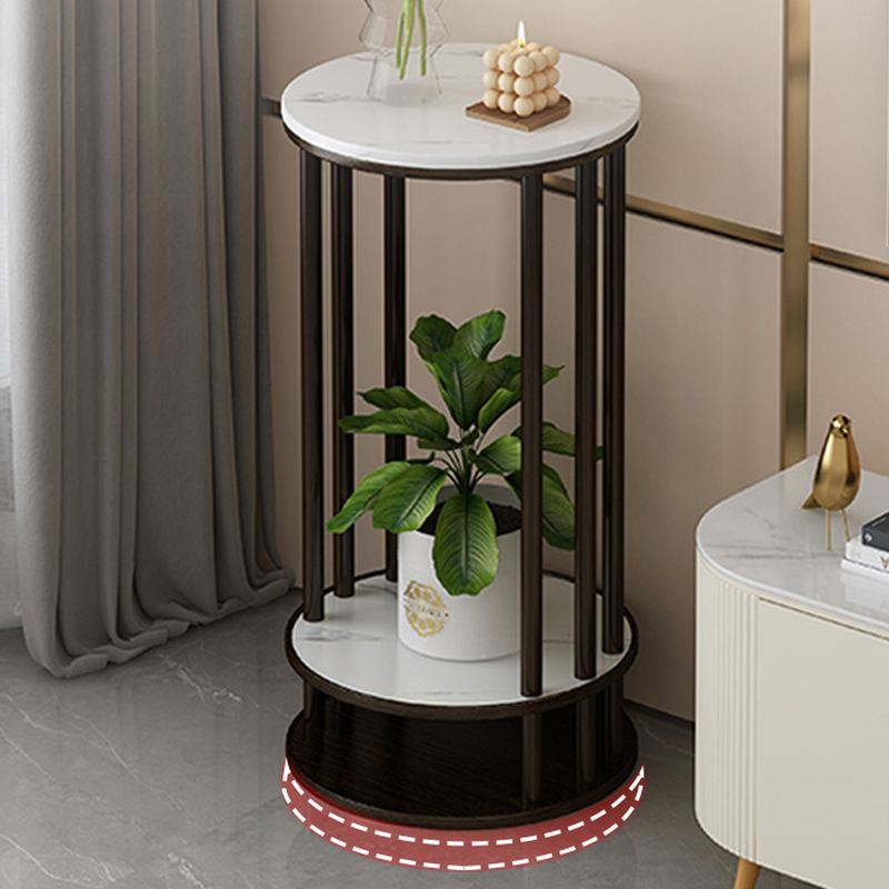1 Piece 3 Tiers Wooden Circular-shaped Plant Stand Table with 3 Shelves and Solid Base
