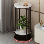 1 Piece 3 Tiers Wooden Circular-shaped Plant Stand Table with 3 Shelves and Solid Base