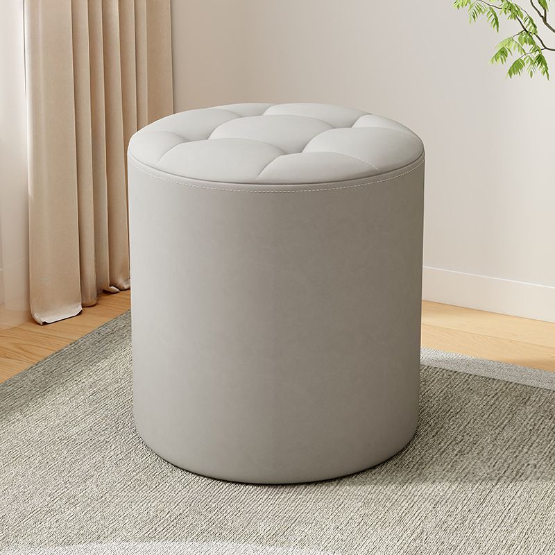 Casual Azure/Cream/Citrus Color Solid Color Vinyl Leather Rounded Decorative-stitched Standard Ottoman
