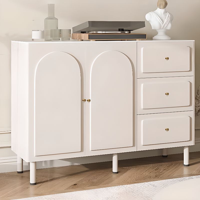 Chalk Casual Raw Wood Combo Dresser with 3 Drawers and Hutch, 3 Interior Shelves, Horizontal