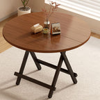 Scratch-proof Veneer Dining Table with Crossed Legs, Foldable Design, and Seating for 2 to 4