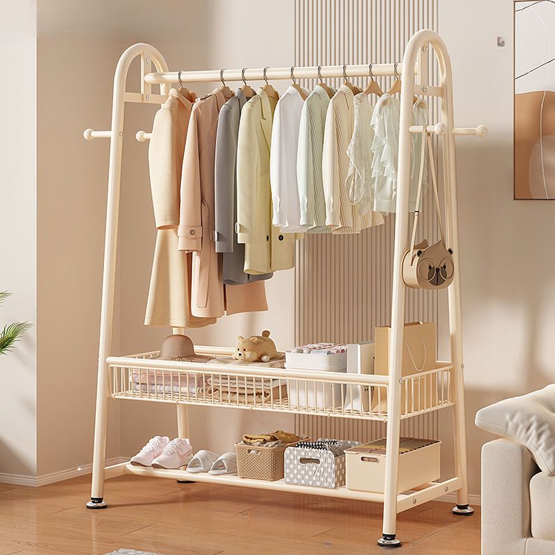 Contemporary/Art Deco Coat Rack with Receptacle Storage, 2 Shelves, Alloy Frame, Metal Hook, and Shoe Storage