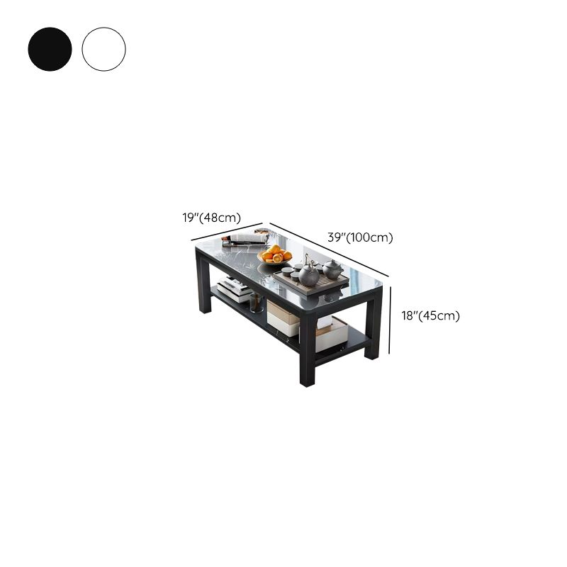 Square Side Table with Repository Storage and 1 Shelf