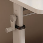 T-Shape Base Unattached Crack Resistant Manually Controlled Dove Grey/Chalk/Brown Office Computer Desk with 1 Exterior Shelf, Wheels / Casters and Lockable Brakes