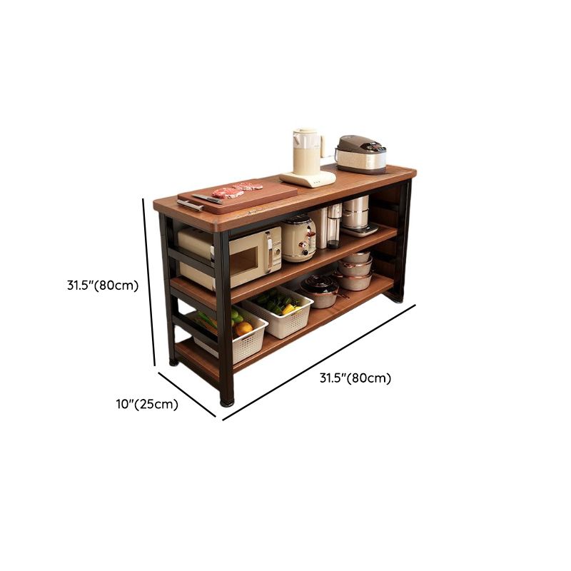 Modish Rectangle Kitchen Island with 3/2 Shelves, Manufactured Wood Countertop, Open Storage in Brown/Natural