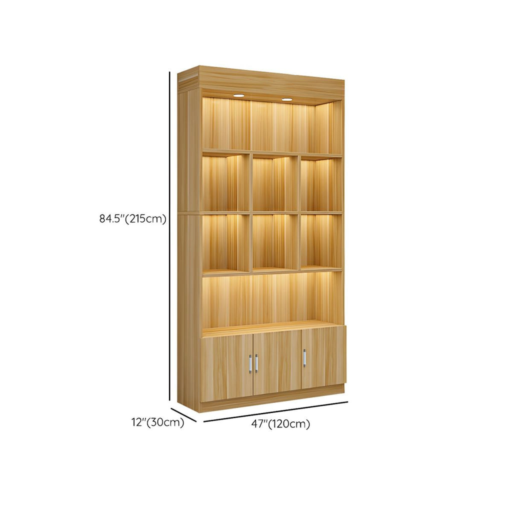 Multi-shelf Modern & Contemporary Style Wood Hutch Cabinet for Living Room