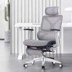 Mesh Office Desk Chairs with Foot Support, Waterfall Seat, Lumbar Support, Tilt Available, Height Adjustable Armrests, and Headrest