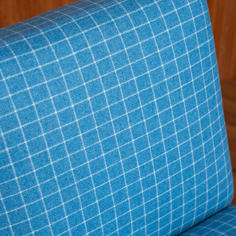 Simplistic Crisscross Side Chair with Sewn Pillow Back in Yellow/Blue/Light Brown
