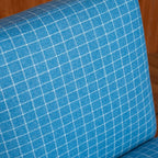Simplistic Crisscross Side Chair with Sewn Pillow Back in Yellow/Blue/Light Brown