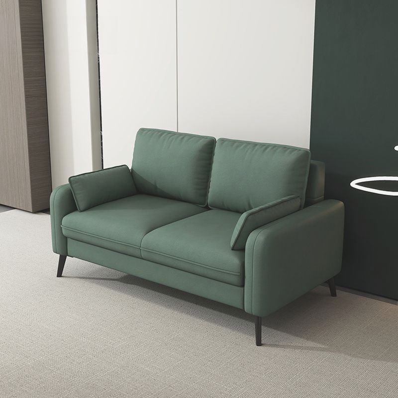 Contemporary Scratch-immune Solid Color Cerulean/Olive Green/Amber Color Loveseat for Seats 2 with Pillow Back and Square Arm