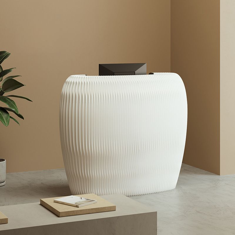 Contemporary Half-circle/Oval Reception Desk with Black/Chalk/Cocoa Acrylic Top