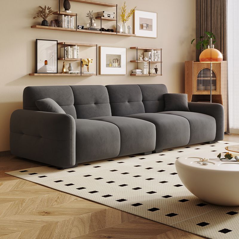 Modish Solid Color Stain Resistant Standard Sofa in Grey/Rose/Emerald Green with 4-seater/5 Person/6-Seater and 2 Pillows
