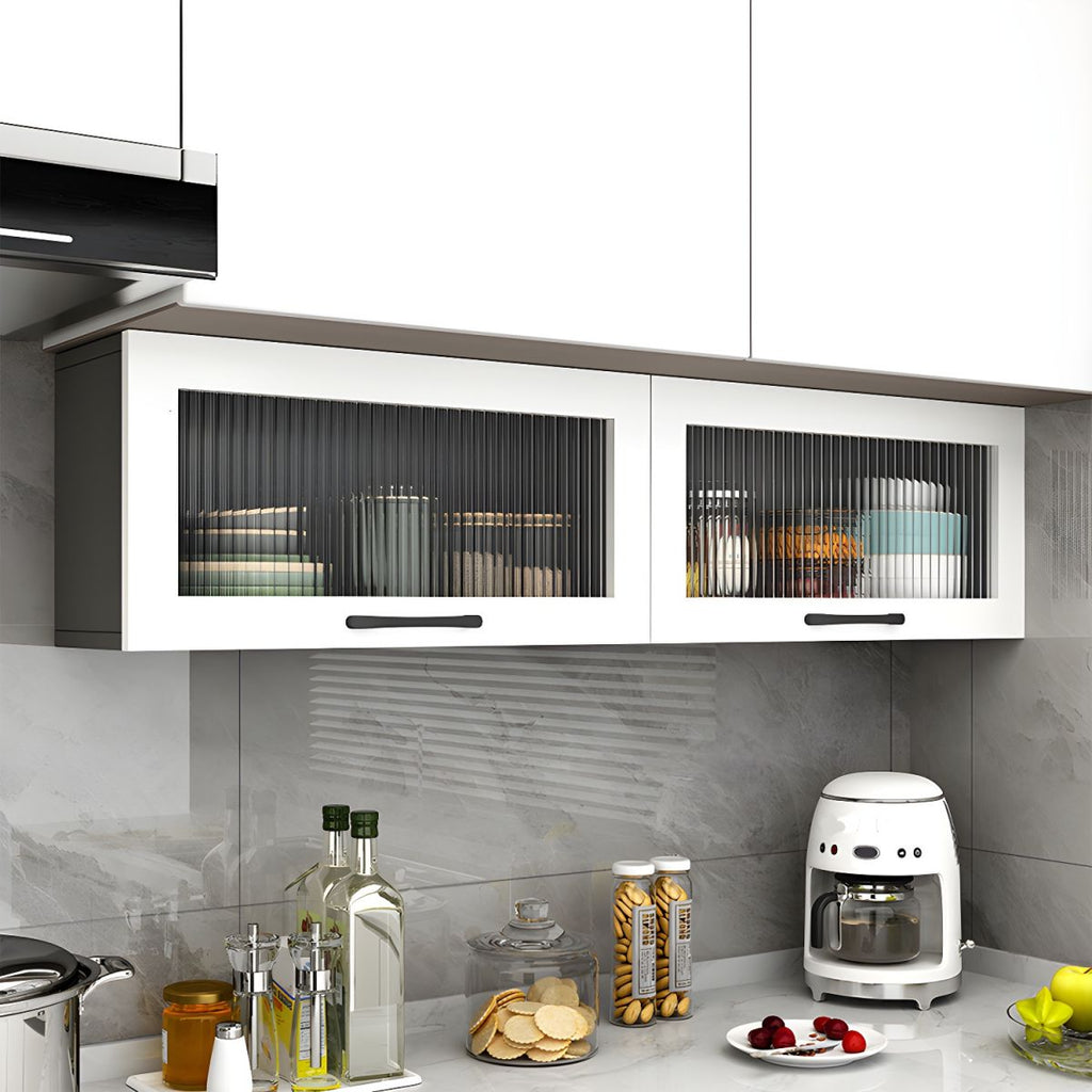 Contemporary Faux Wood Wall Mounted Display Cabinet with Acrylic Door