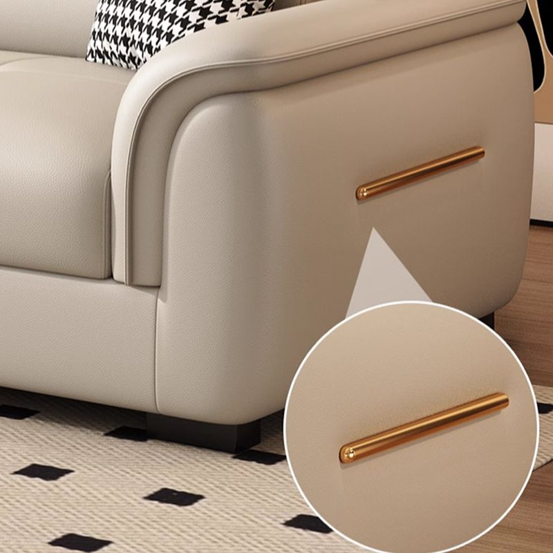 Modish Solid Color Stain Resistant Standard Sofa/Loveseat/Single Sofa in Beige with Arm, 4-seater/3-seater/6-Seater