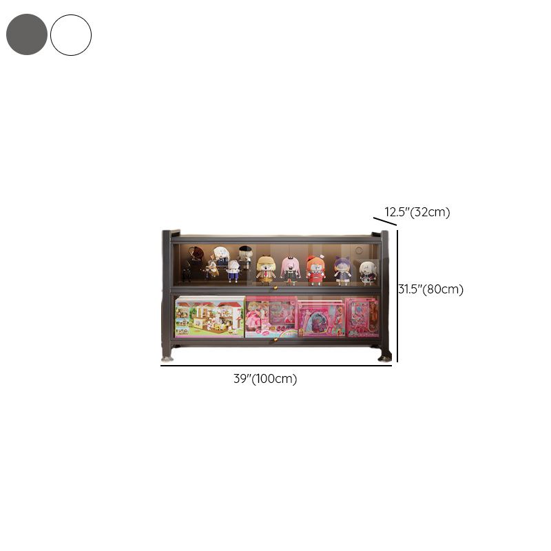 Organizer Shelf with 6-Shelf in Steel, Vertical/Lateral Filing, Transparent Glass Door, Closed Back