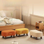 Modish Solid Color Accent Stool in Dark Blue/Beige/Orange with Legs and Upholstered Seat