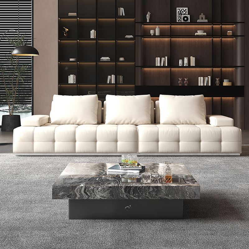 Modish Solid Color Water Resistant Standard Sofa in Chalk with 4-seater/5 Person/Seats 3 and 2 Pillows/3 Pillows/4 Pillows