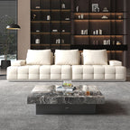 Modish Solid Color Water Resistant Standard Sofa in Chalk with 4-seater/5 Person/Seats 3 and 2 Pillows/3 Pillows/4 Pillows