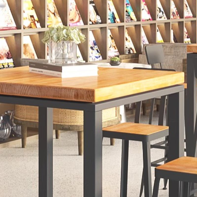 Trendy Rectangle/Square Pub Tables and Chairs for 8/Set for 6/Set for 4 with Footrest, Trestle Base, a Tabletop in Pine and Back for the Bar