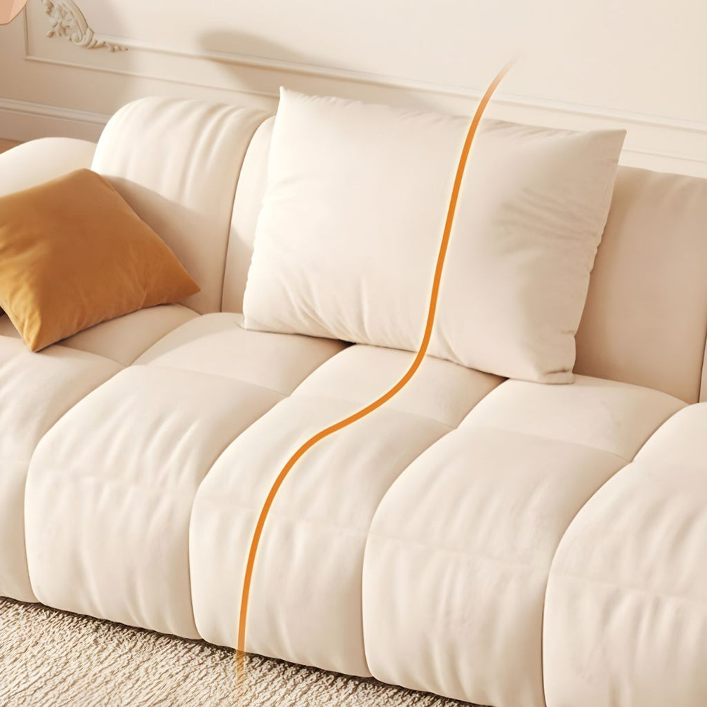 Scandinavian Recessed Arm Sofa 28.7" H Blocks Sofa with Pillows