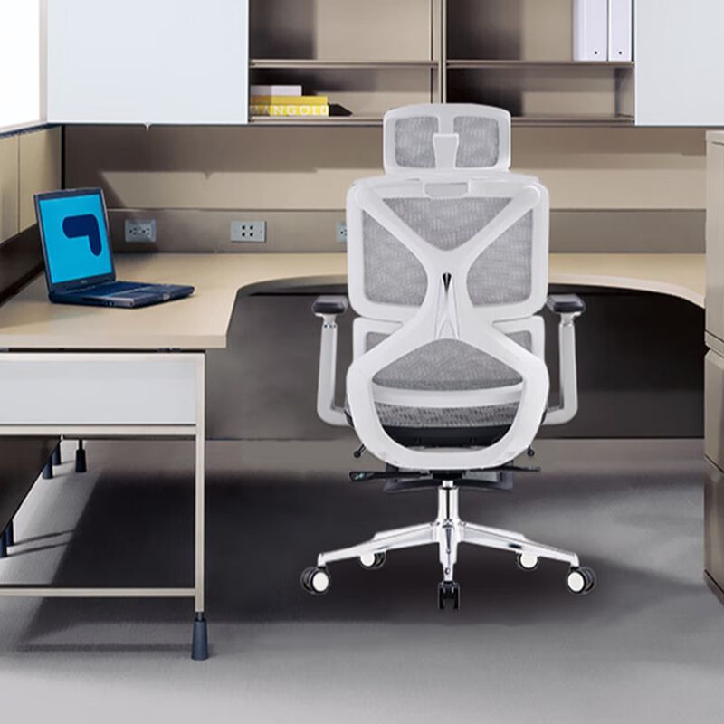 Mesh Office Desk Chairs with Foot Support, Waterfall Seat, Lumbar Support, Tilt Available, Height Adjustable Armrests, and Headrest
