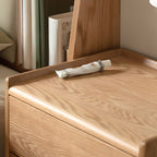 Victorian Nightstand With Drawer Organization Featuring Natural Wood Countertop